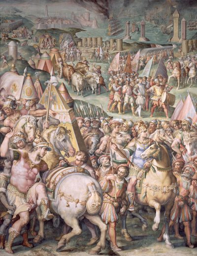 Die Belagerung von Livorno durch Maximilian I. (1459-1519) aus dem Salone dei Cinquecento, 1555-72 von Giorgio Vasari